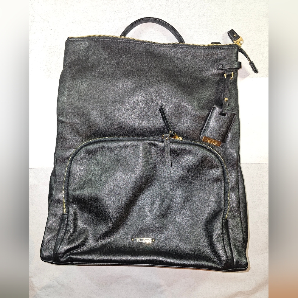 Tumi Jackie Convertible Backpack Crossbody LEATHER Black Gold Hardware